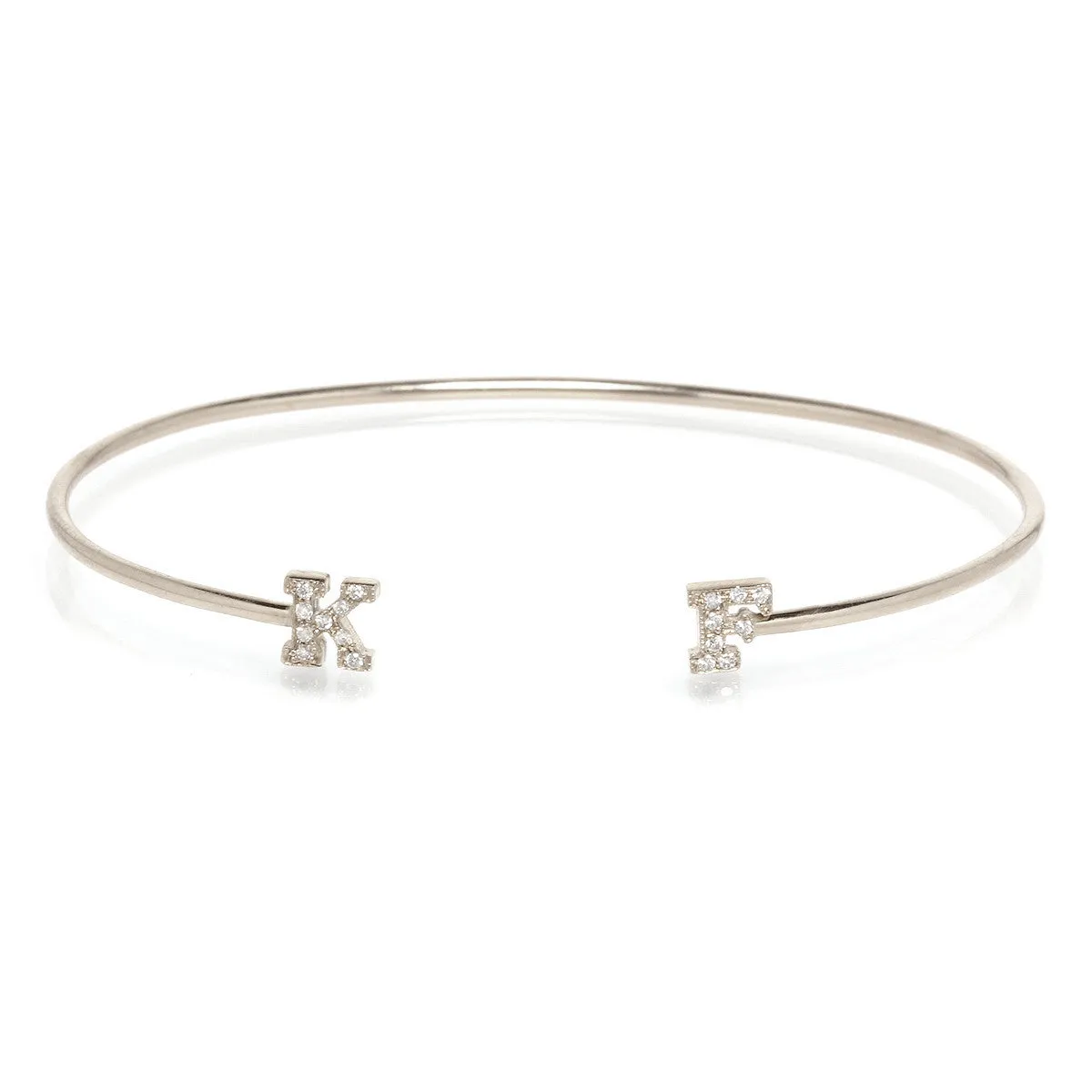14k 2 Pavé Diamond Initial Letter Thin Cuff sold by Zoe Chicco product image thumbnail 3