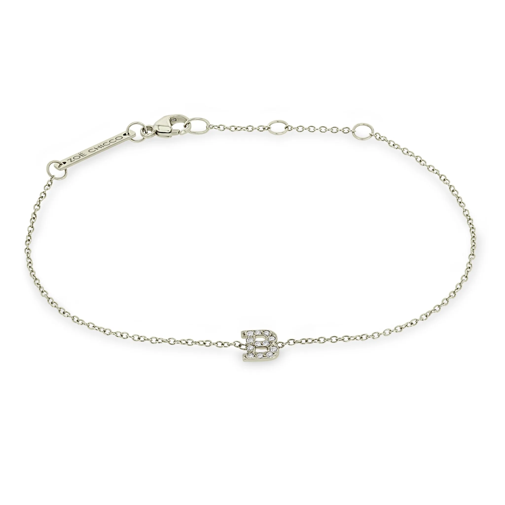 14k Pavé Diamond Initial Letter Bracelet sold by Zoe Chicco product image thumbnail 5