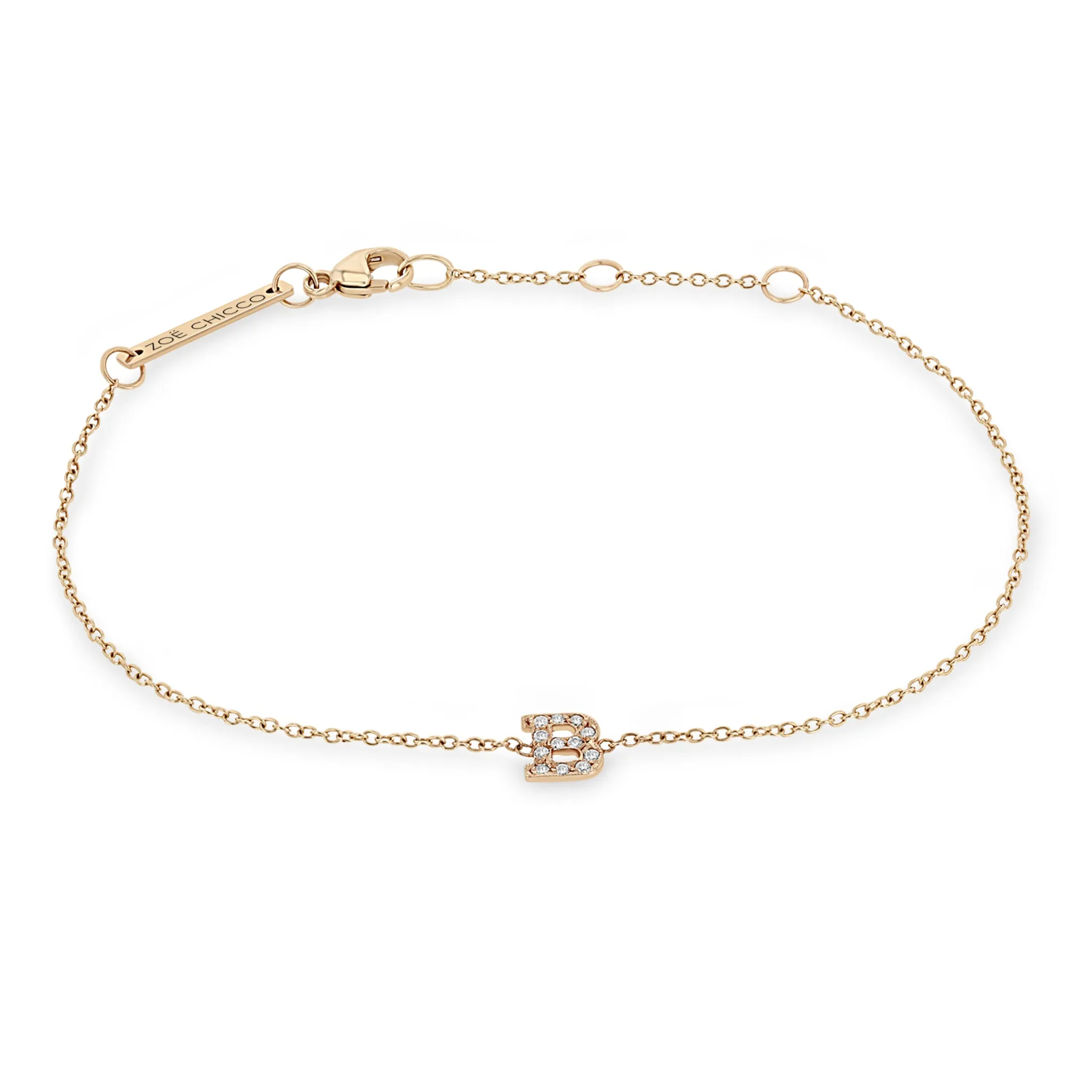 14k Pavé Diamond Initial Letter Bracelet sold by Zoe Chicco product image thumbnail 4