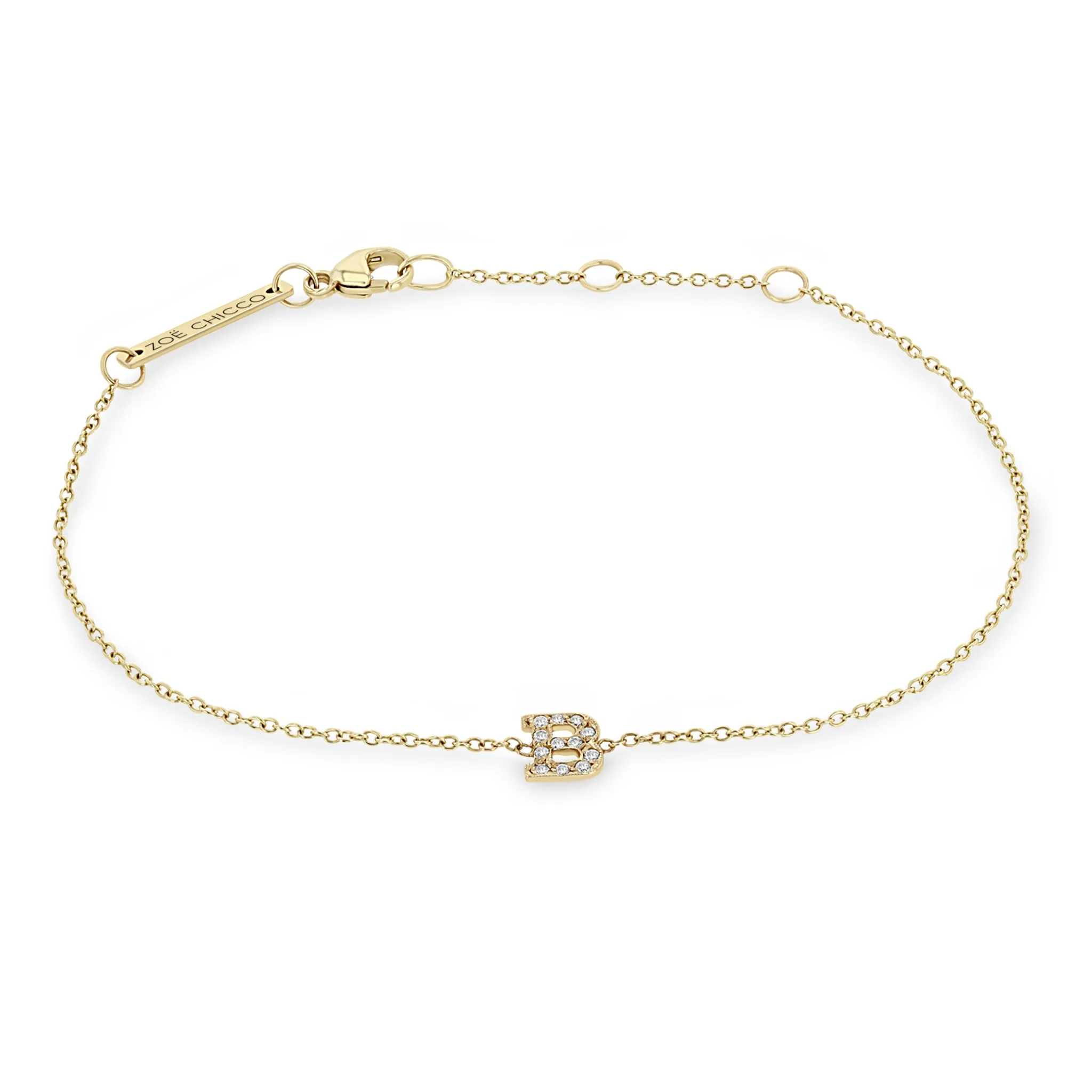 14k Pavé Diamond Initial Letter Bracelet sold by Zoe Chicco