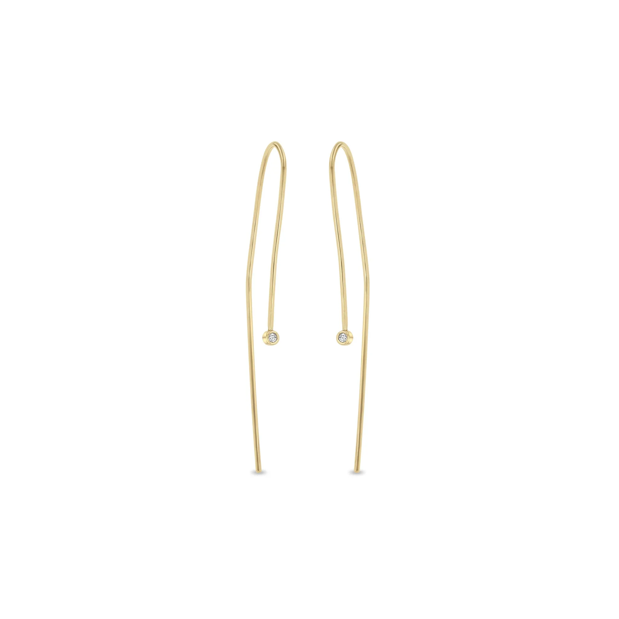 14k Tiny Diamond Bezel Wire Earrings sold by Zoe Chicco