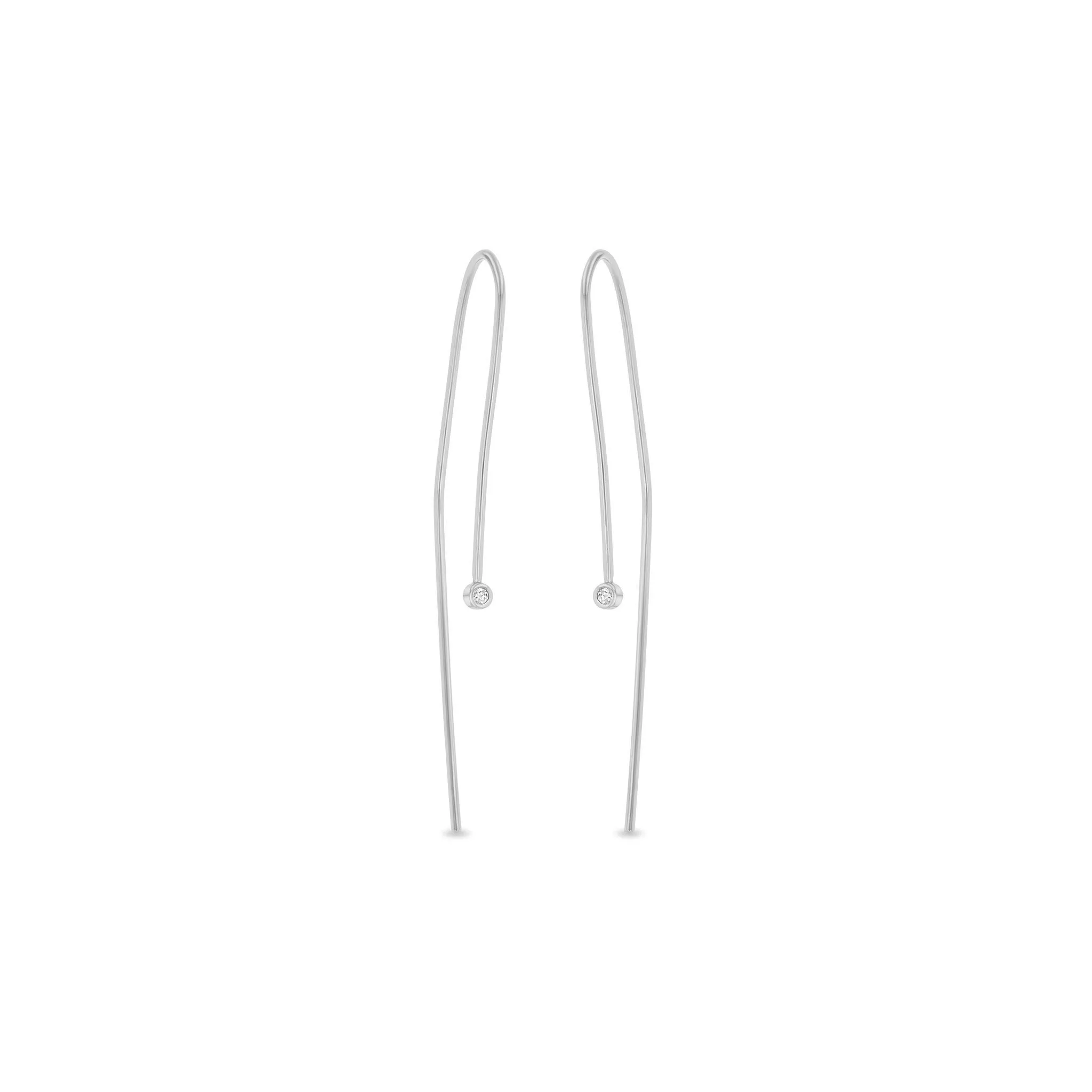 14k Tiny Diamond Bezel Wire Earrings sold by Zoe Chicco product image thumbnail 4