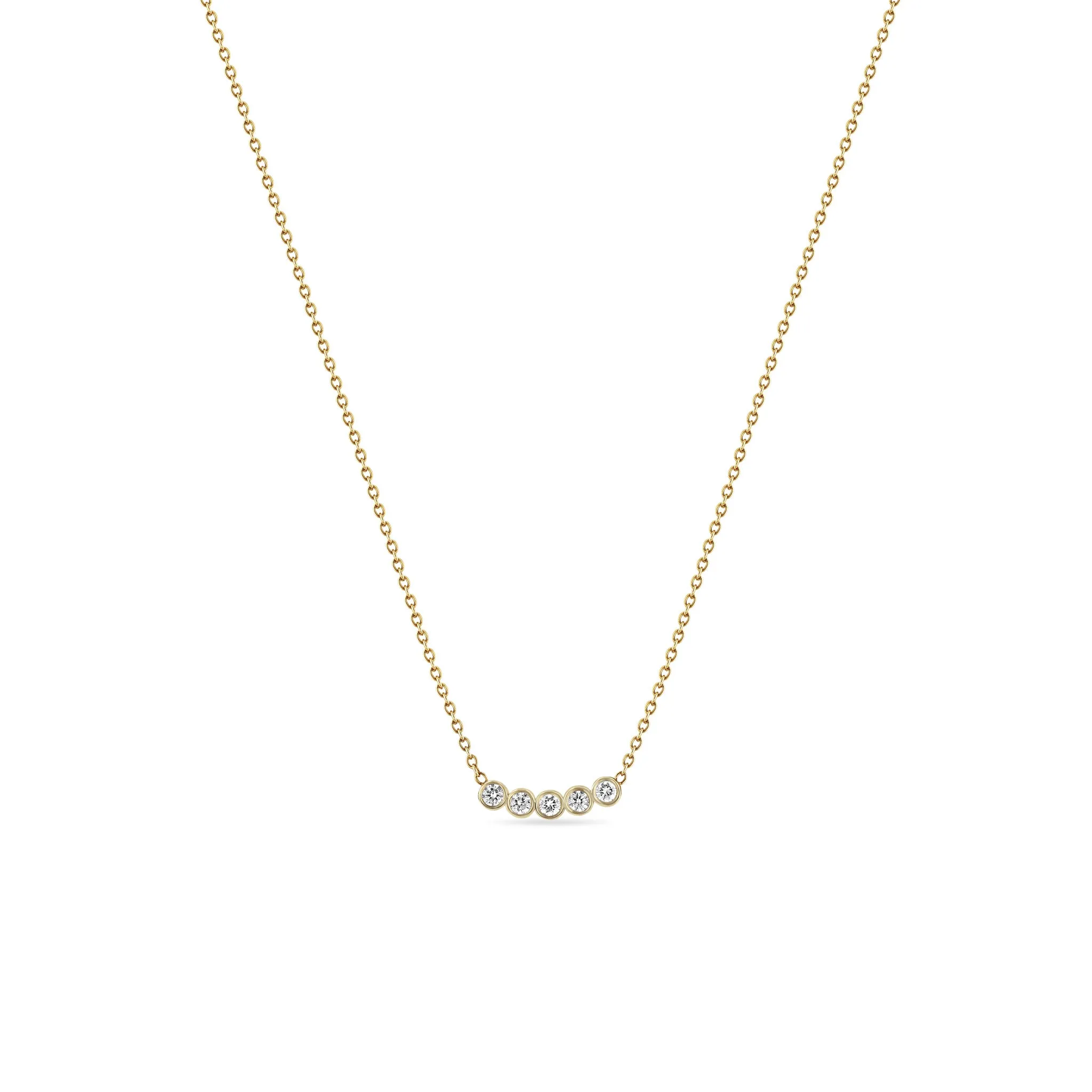 14k 5 Diamond Bezel Necklace sold by Zoe Chicco