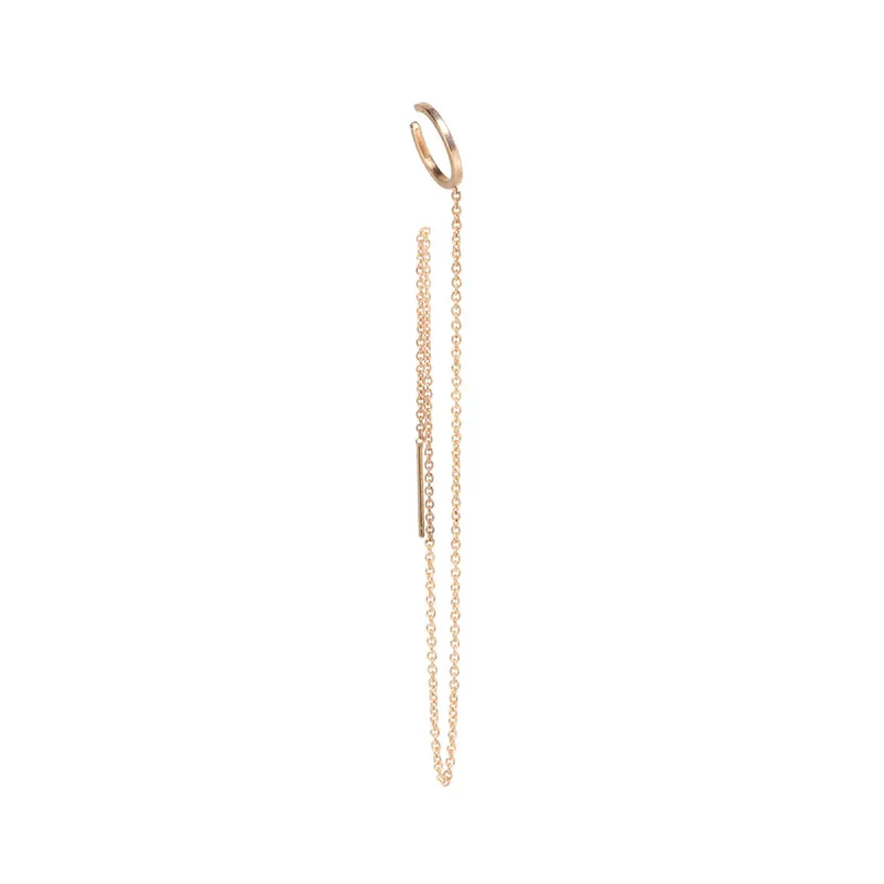 14k Gold Ear Cuff & Long Chain Threader sold by Zoe Chicco