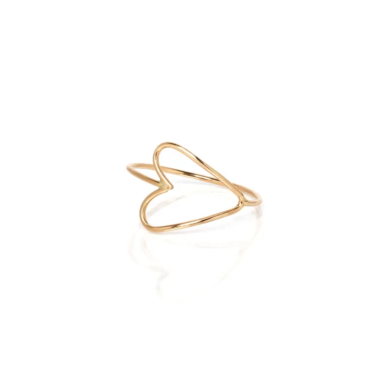14k Gold Sideways Open Heart Ring sold by Zoe Chicco
