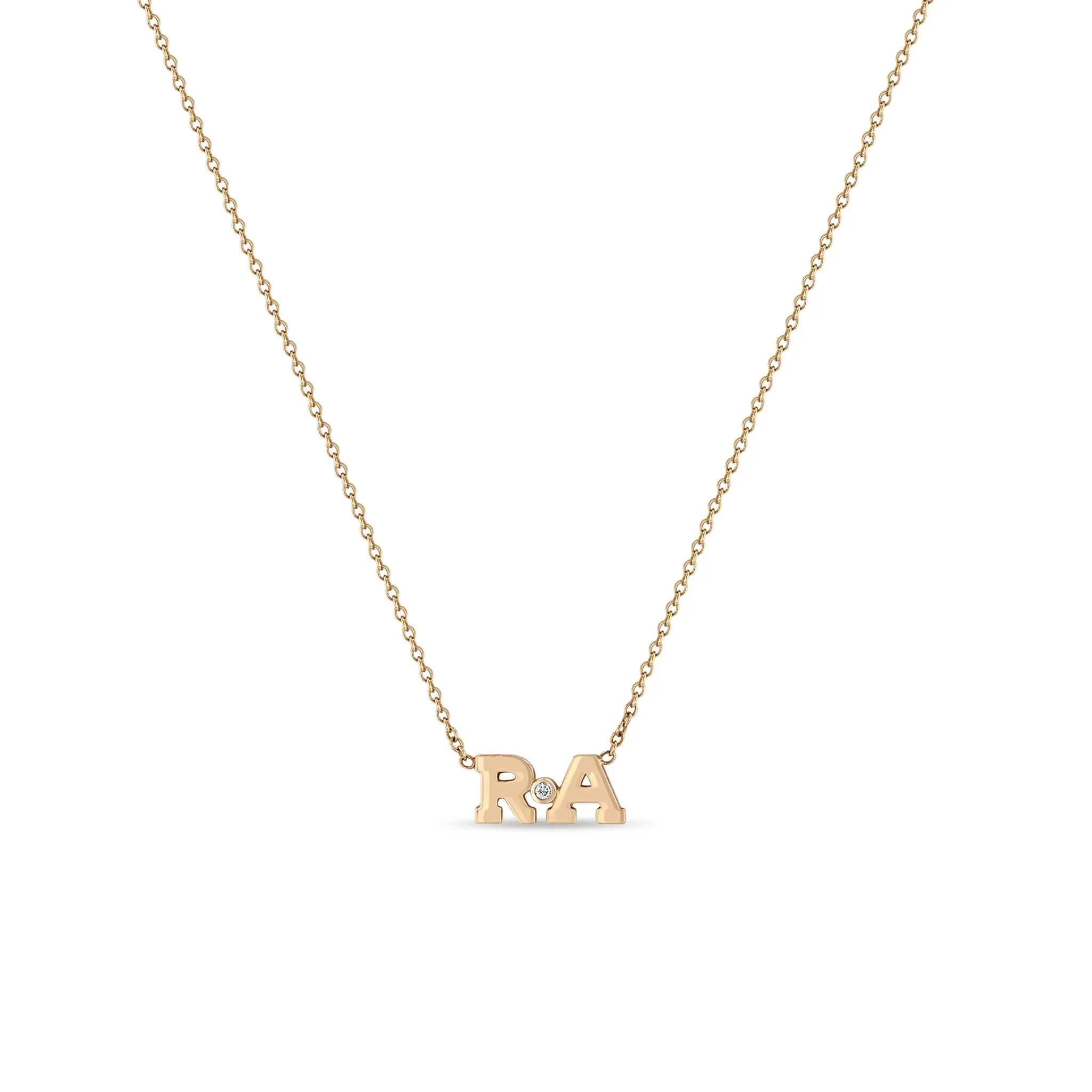 14k Gold Initial Letters Diamond Bezel Necklace sold by Zoe Chicco product image thumbnail 5