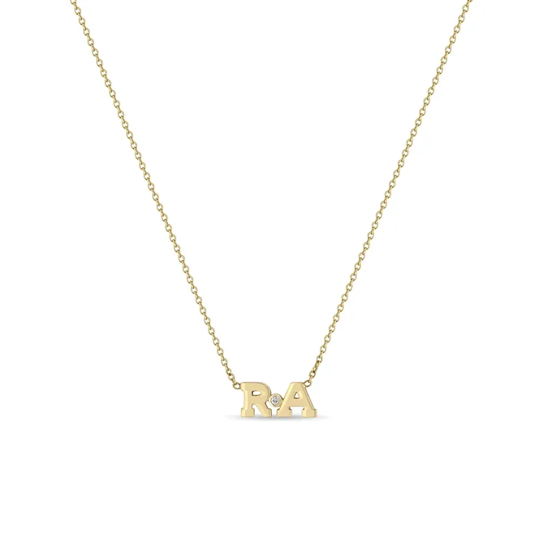 14k Gold Initial Letters Diamond Bezel Necklace sold by Zoe Chicco