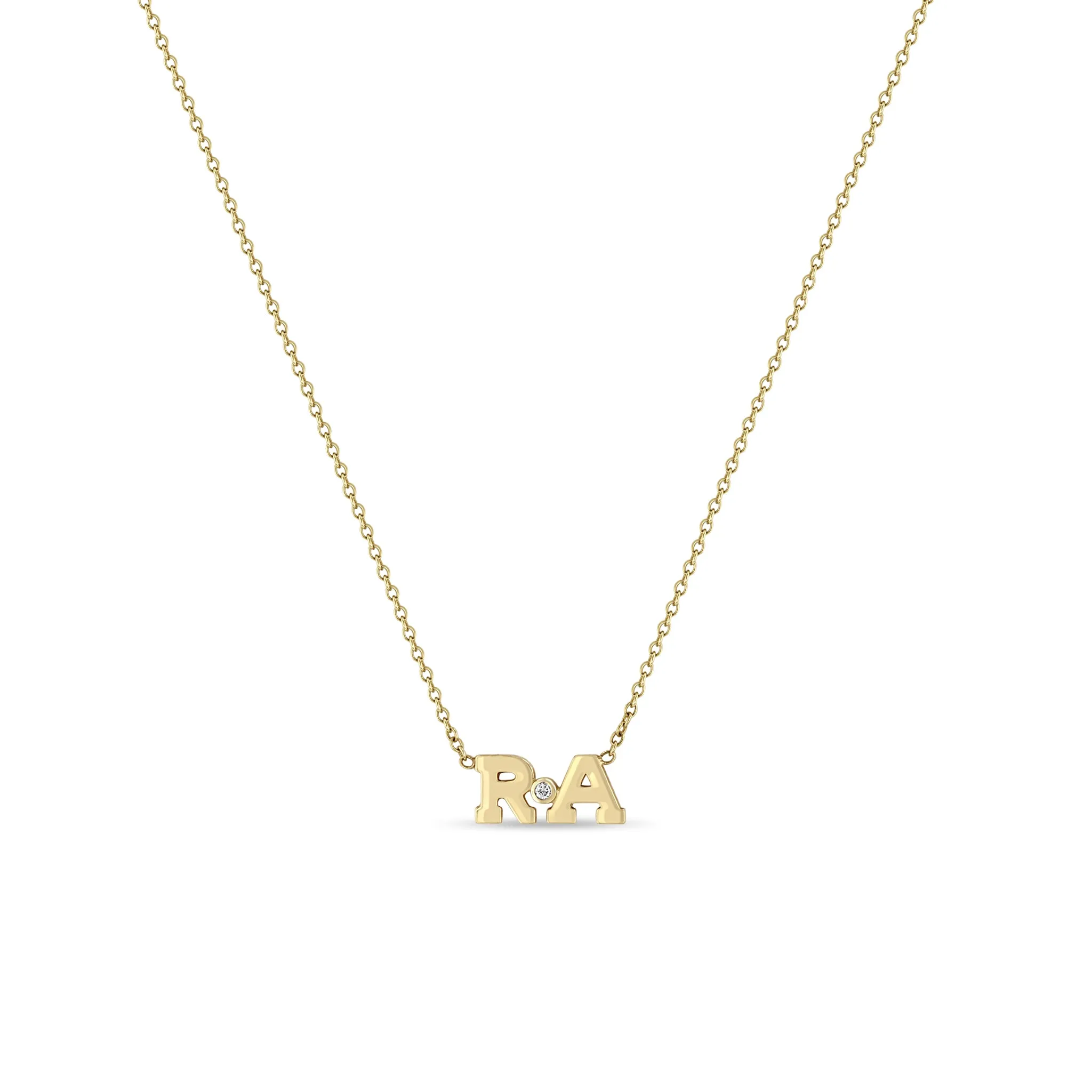 14k Gold Initial Letters Diamond Bezel Necklace sold by Zoe Chicco