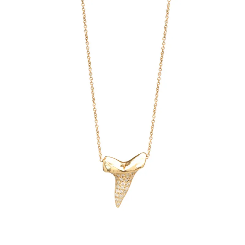 14k Pavé Diamond Shark's Tooth Necklace sold by Zoe Chicco