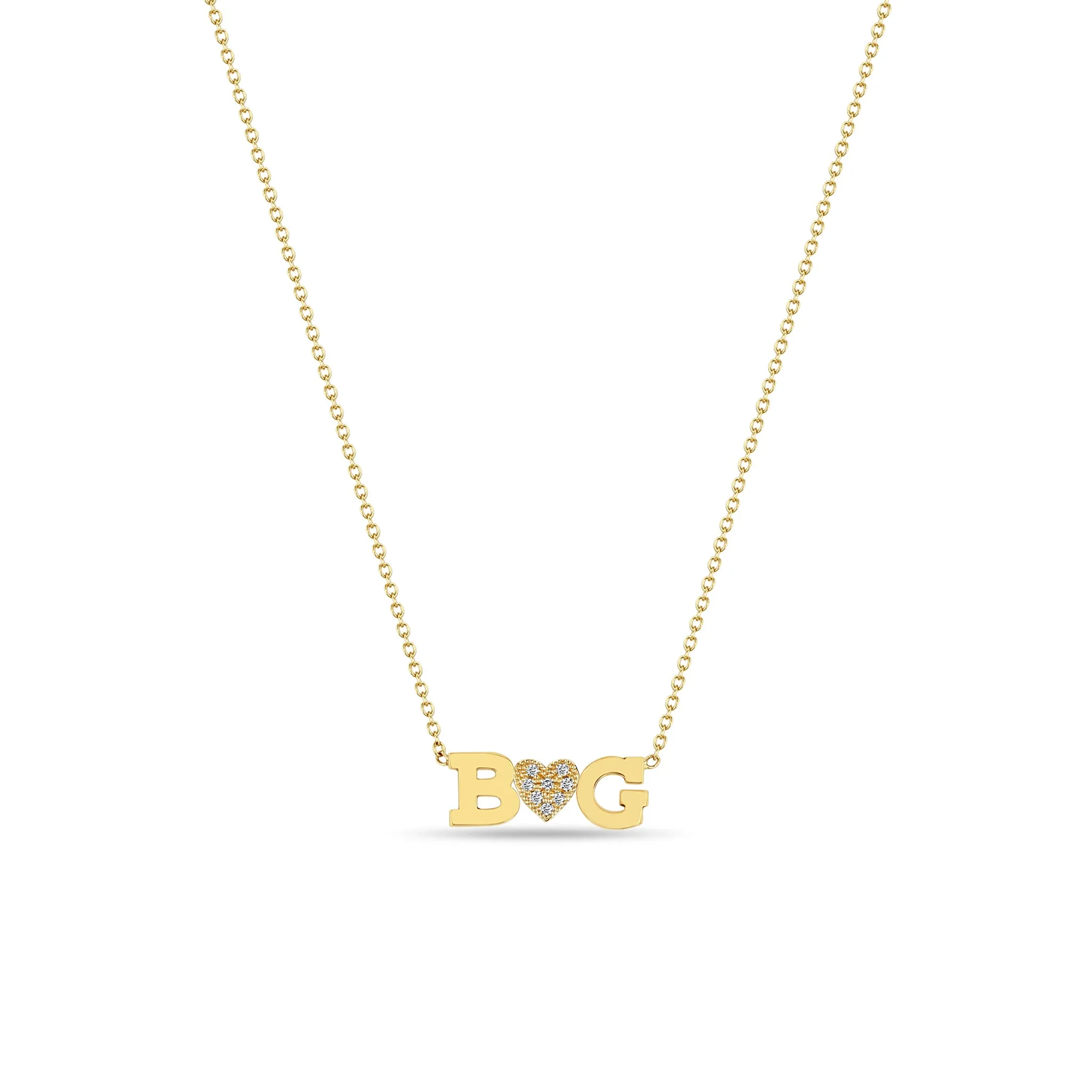 14k 2 Initial Letter & Diamond Heart Necklace sold by Zoe Chicco