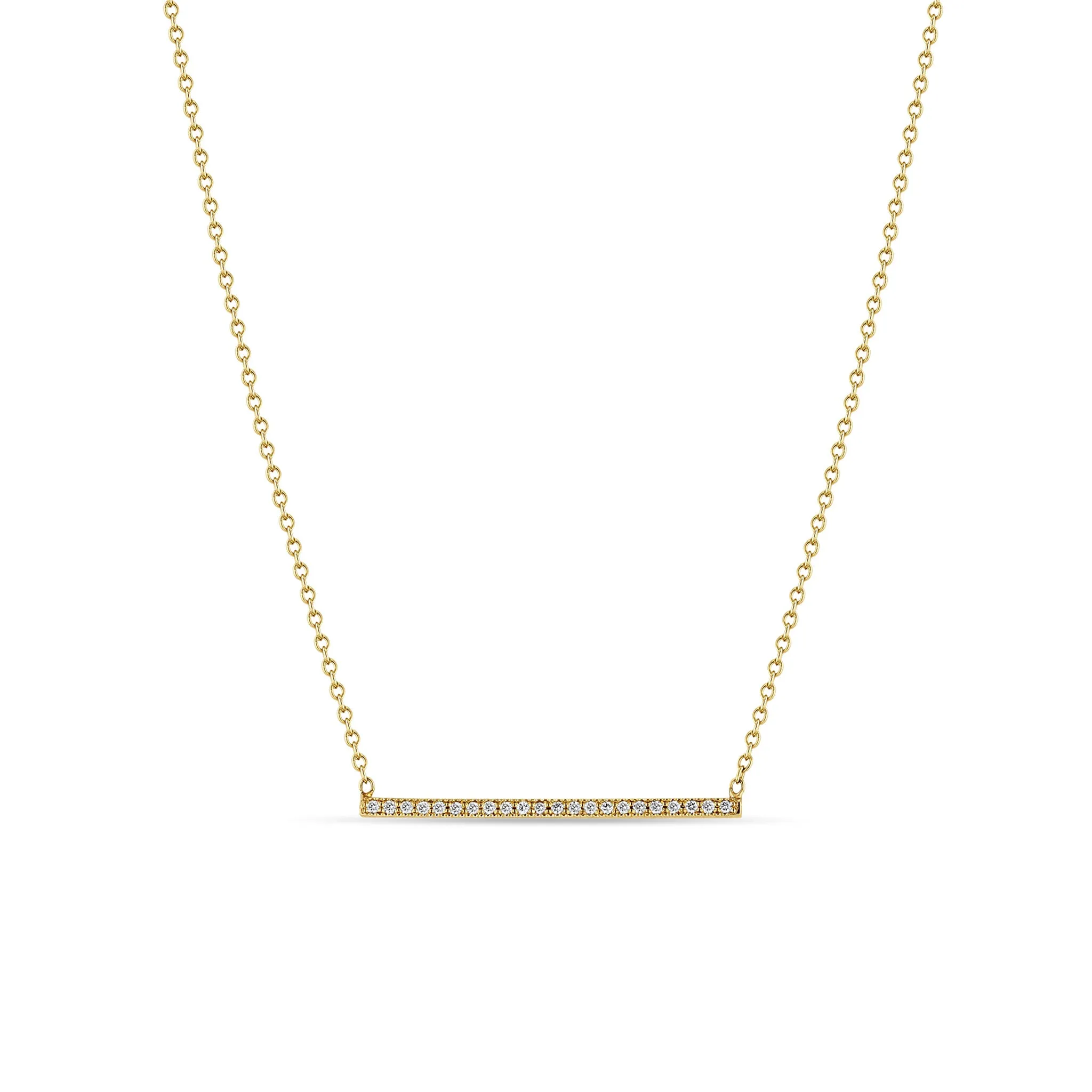 14k Pavé Diamond Thin Bar Necklace sold by Zoe Chicco