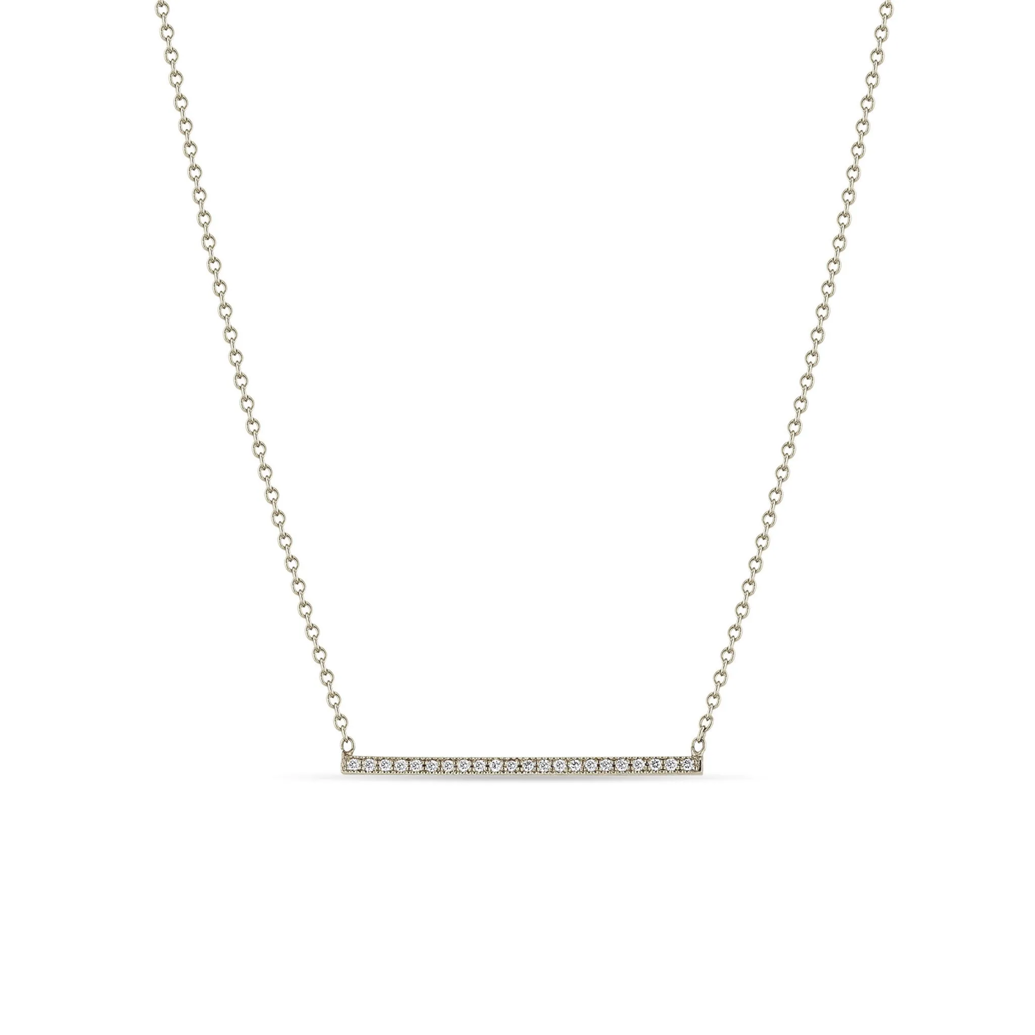 14k Pavé Diamond Thin Bar Necklace sold by Zoe Chicco product image thumbnail 4
