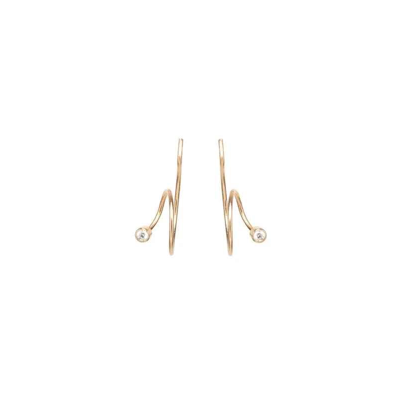 14k Small Diamond Swirl Hoops sold by Zoe Chicco