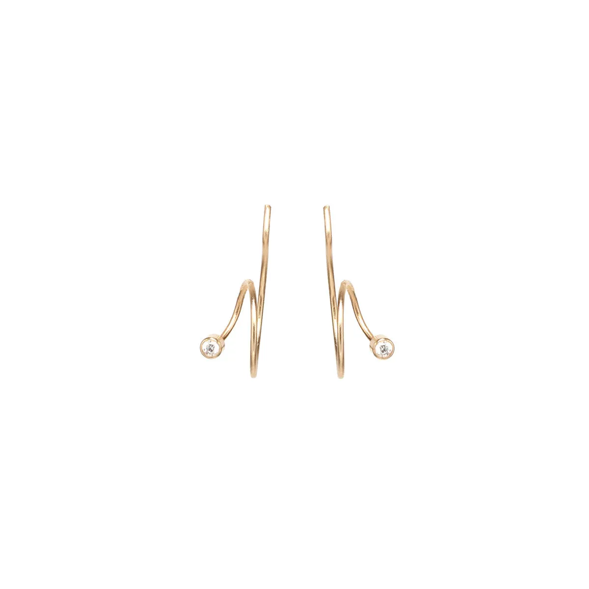 14k Small Diamond Swirl Hoops sold by Zoe Chicco