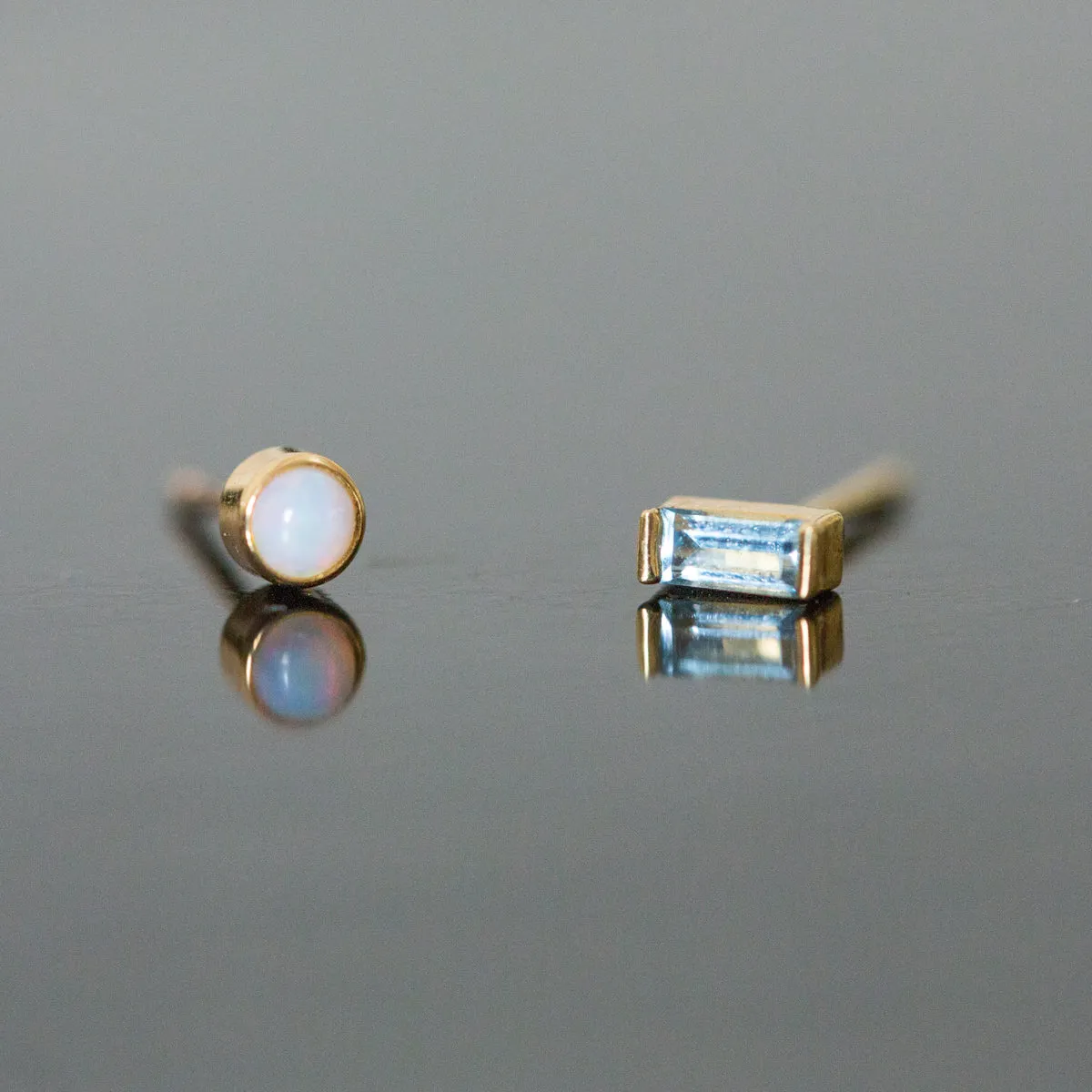 14k Opal Bezel Studs sold by Zoe Chicco product image thumbnail 4