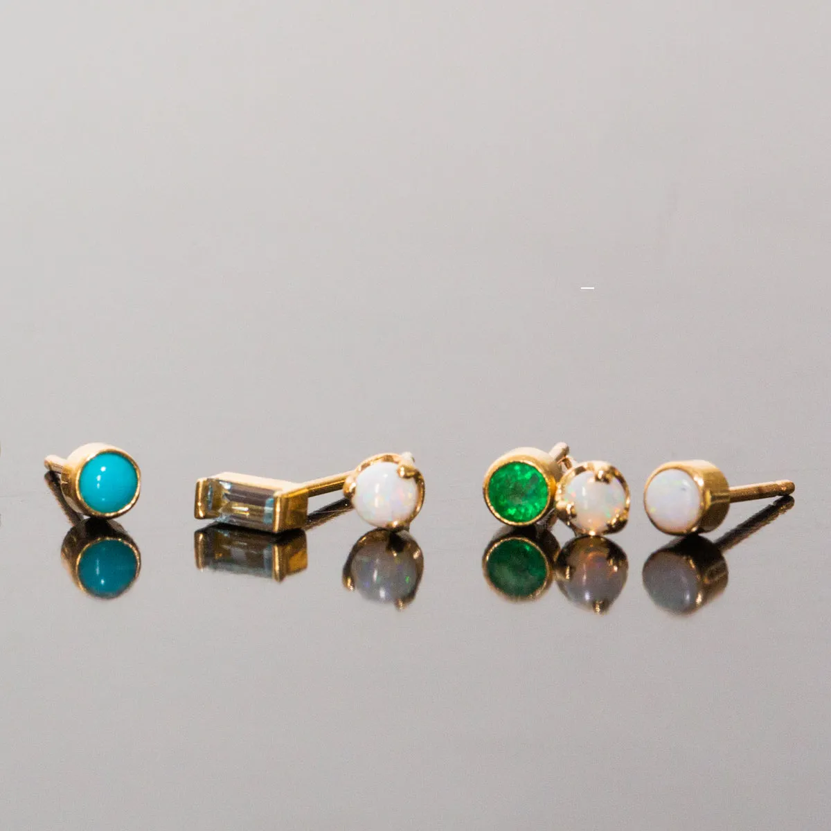 14k Opal Bezel Studs sold by Zoe Chicco product image thumbnail 2
