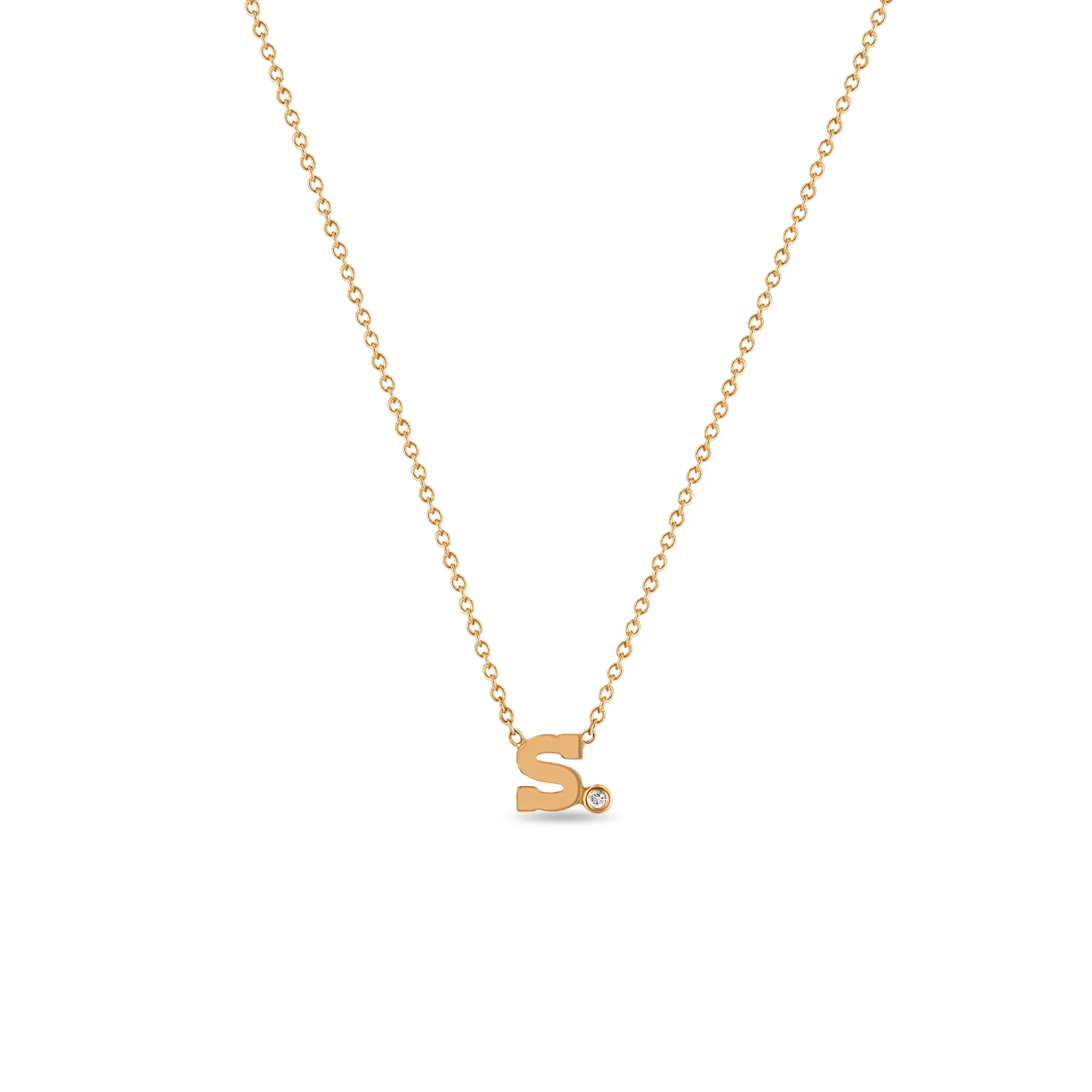 14k Initial Letter & Diamond Necklace sold by Zoe Chicco product image thumbnail 5