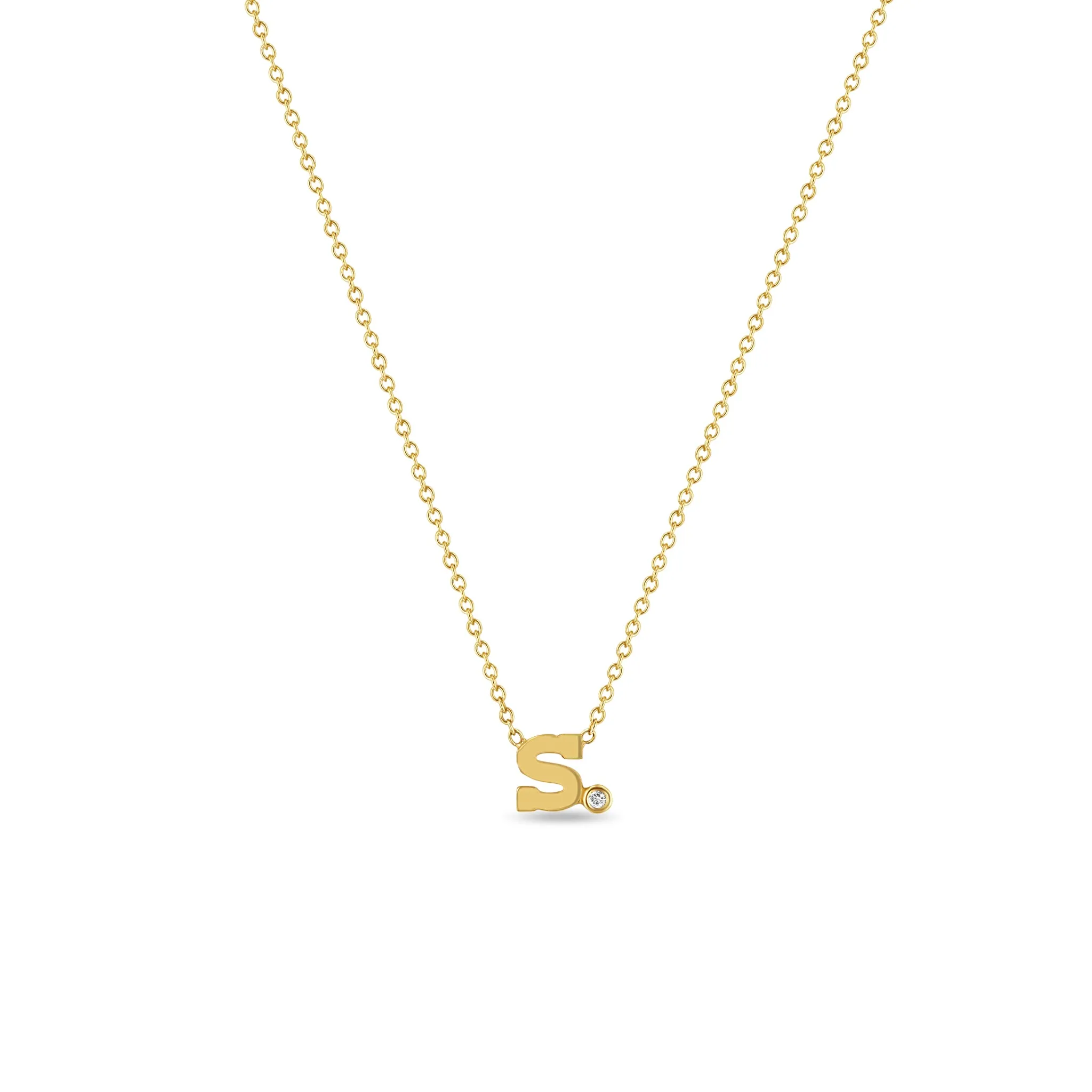 14k Initial Letter & Diamond Necklace sold by Zoe Chicco