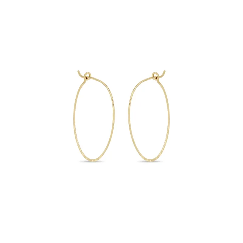 14k Gold Medium Thin Hammered Hoop Earrings sold by Zoe Chicco