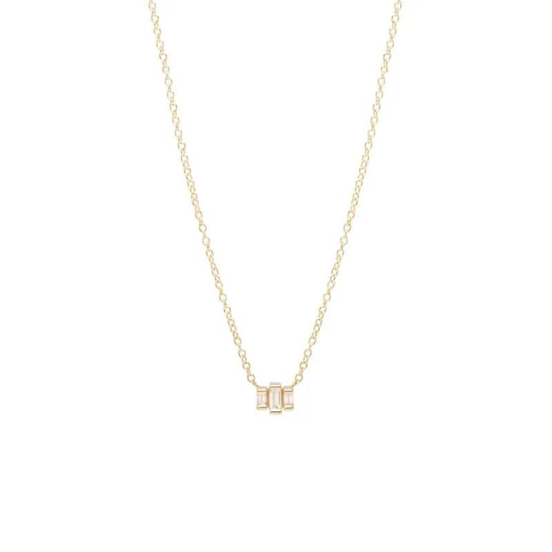 14k 3 Stepped Baguette Diamond Necklace sold by Zoe Chicco
