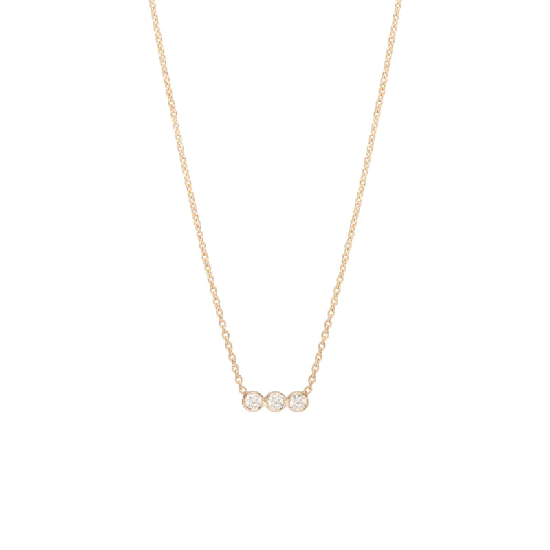14k 3 Diamond Bezel Horizontal Bar Necklace - SALE sold by Zoe Chicco