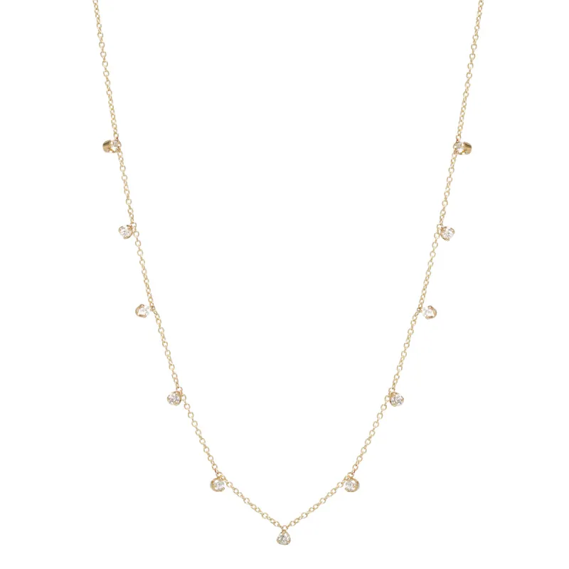 14k 11 Prong Diamond Station Necklace - SALE sold by Zoe Chicco