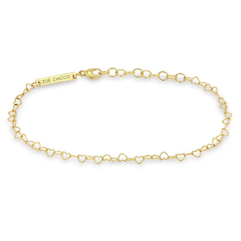 14k Gold Heart Link Bracelet - SALE sold by Zoe Chicco