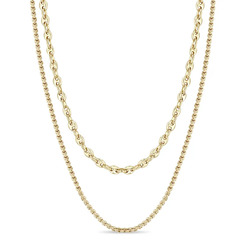 14k Small Box & Mariner Chain Layered Necklace - SALE sold by Zoe Chicco