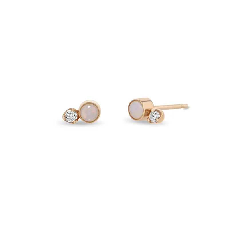 14k Mixed Opal Bezel & Diamond Studs - SALE made by Zoe Chicco