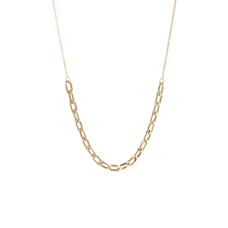 14k Large Square Oval Link Station Necklace - SALE sold by Zoe Chicco