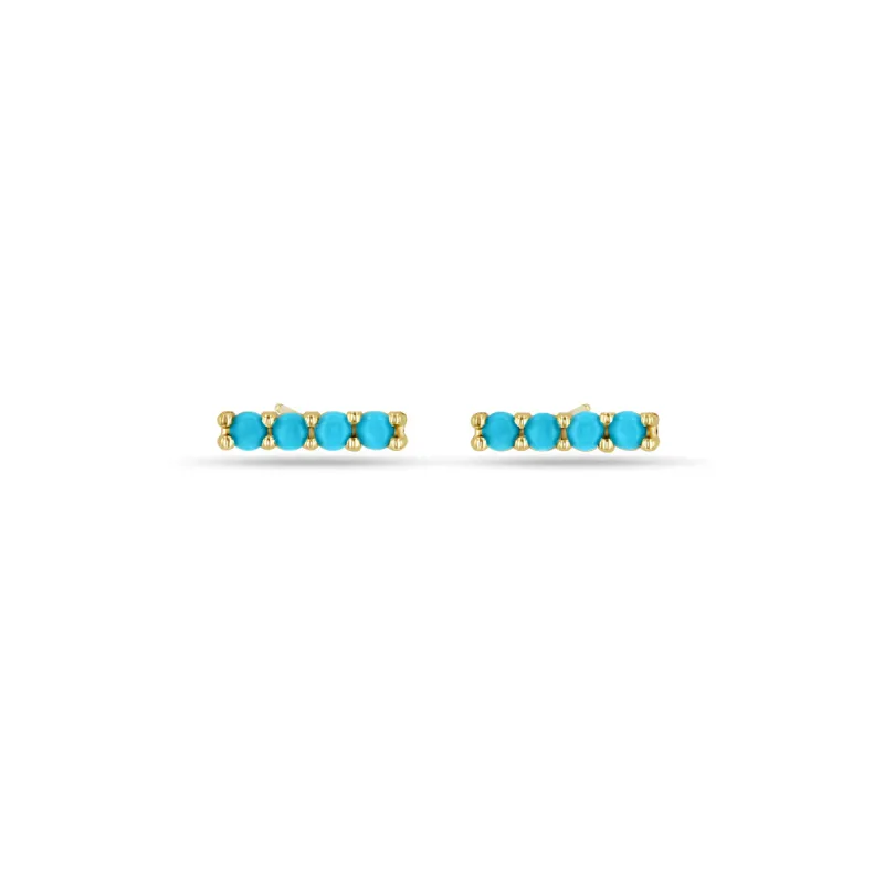 14k 4 Prong Turquoise Bar Studs - SALE sold by Zoe Chicco