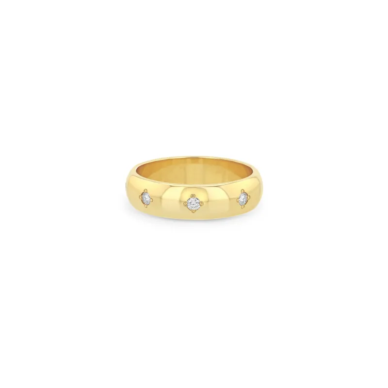 14k Half Round Ring with 10 Star Set Diamonds sold by Zoe Chicco