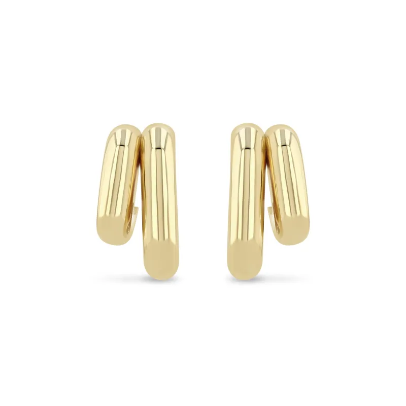 14k Mixed Double Tube Split Oval Hoops - SALE made by Zoe Chicco