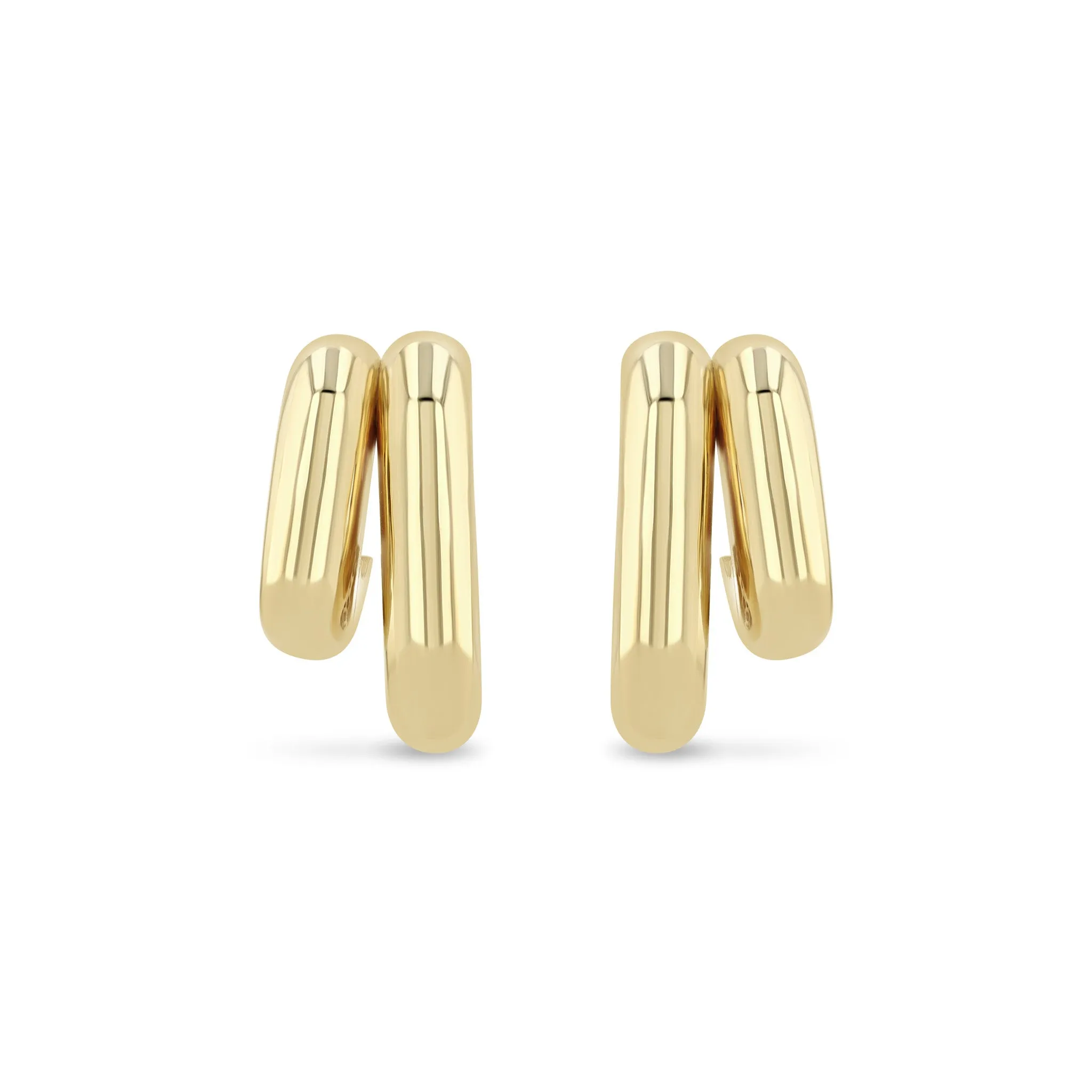 14k Mixed Double Tube Split Oval Hoops - SALE sold by Zoe Chicco