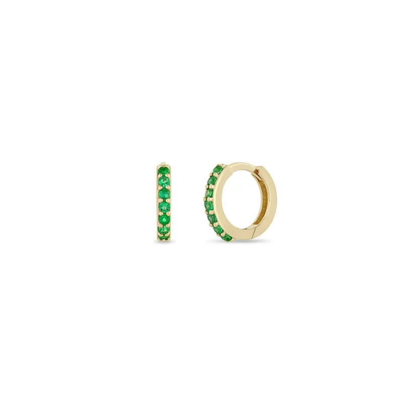 14k Emerald Hinge Huggie Hoops - SALE sold by Zoe Chicco