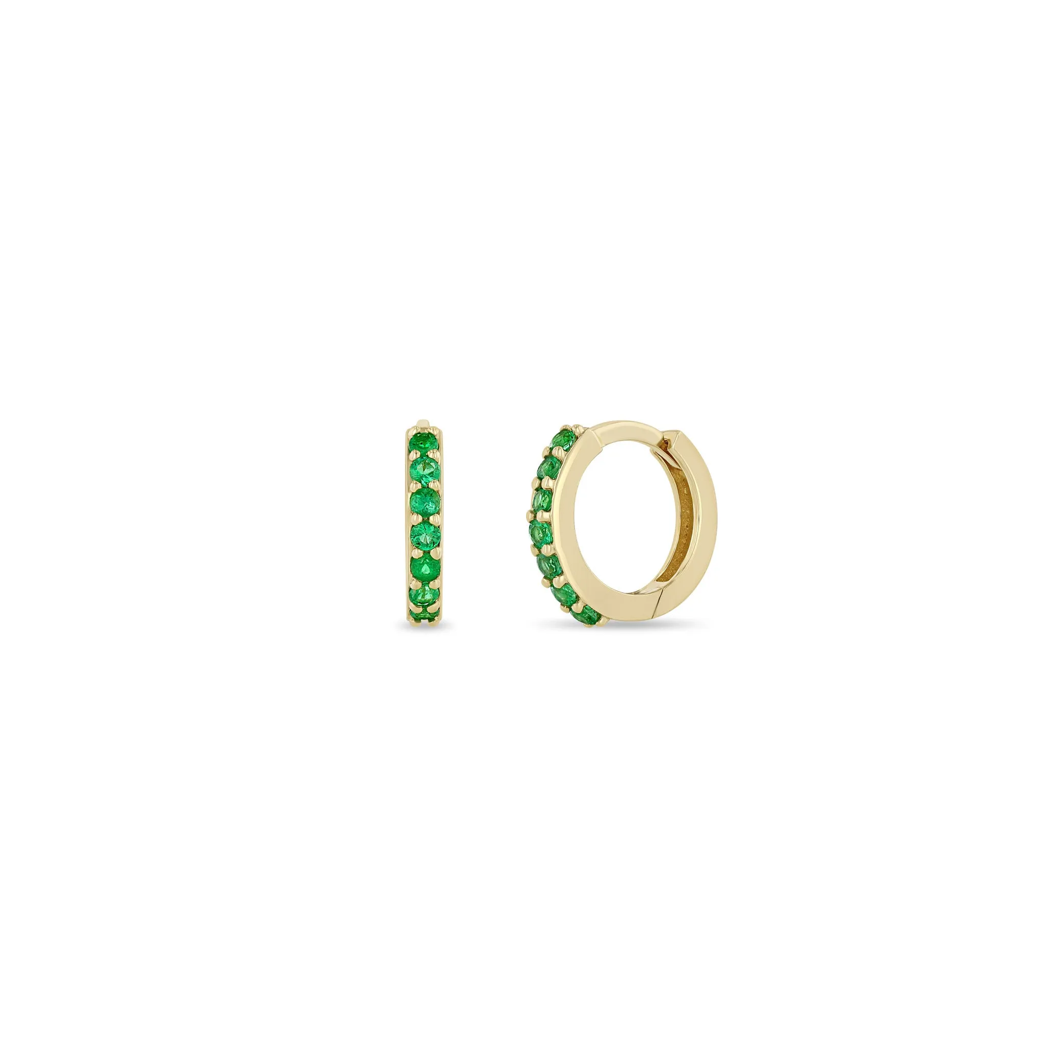 14k Emerald Hinge Huggie Hoops - SALE sold by Zoe Chicco