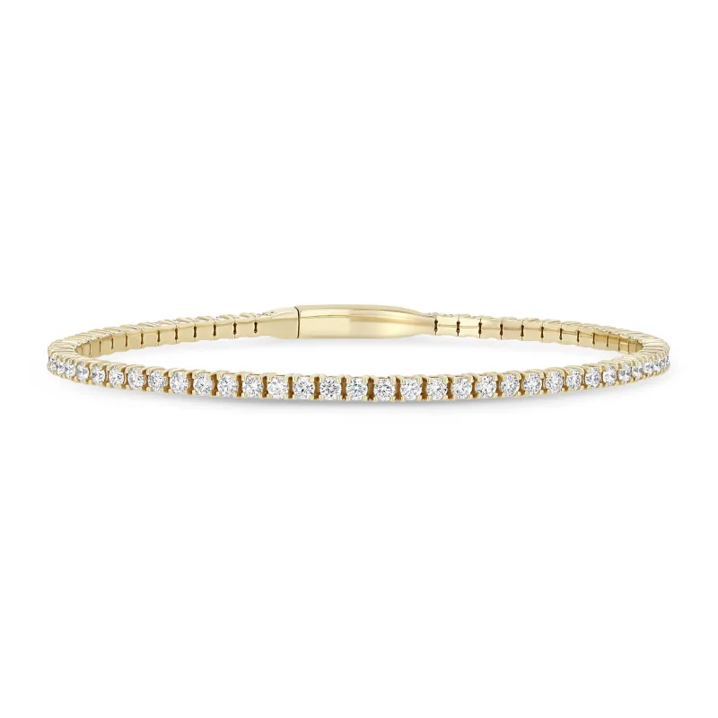 14k Prong Diamond Tennis Flex Bangle Bracelet sold by Zoe Chicco