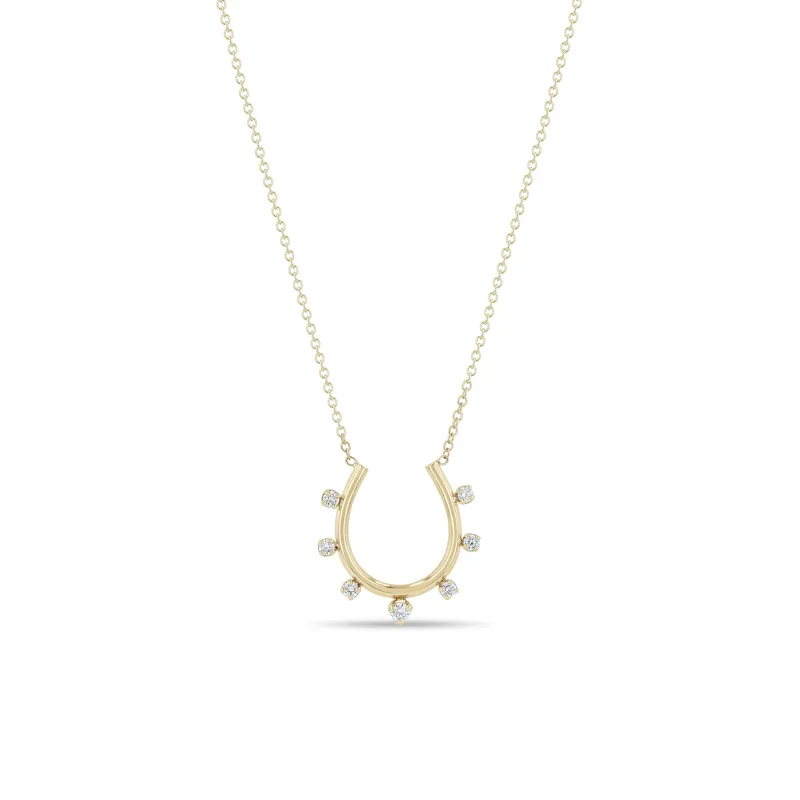 14k Gold Graduating Prong Diamond Horseshoe Necklace sold by Zoe Chicco