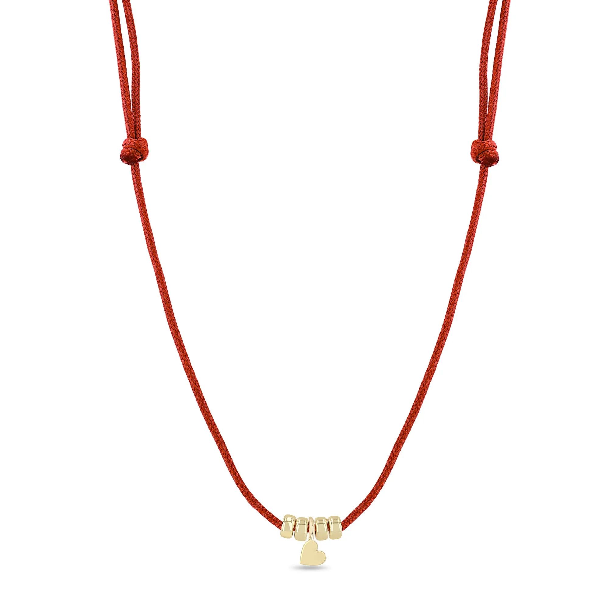 14k 5mm Rondelle Bead and Midi Bitty Heart Paracord Necklace sold by Zoe Chicco