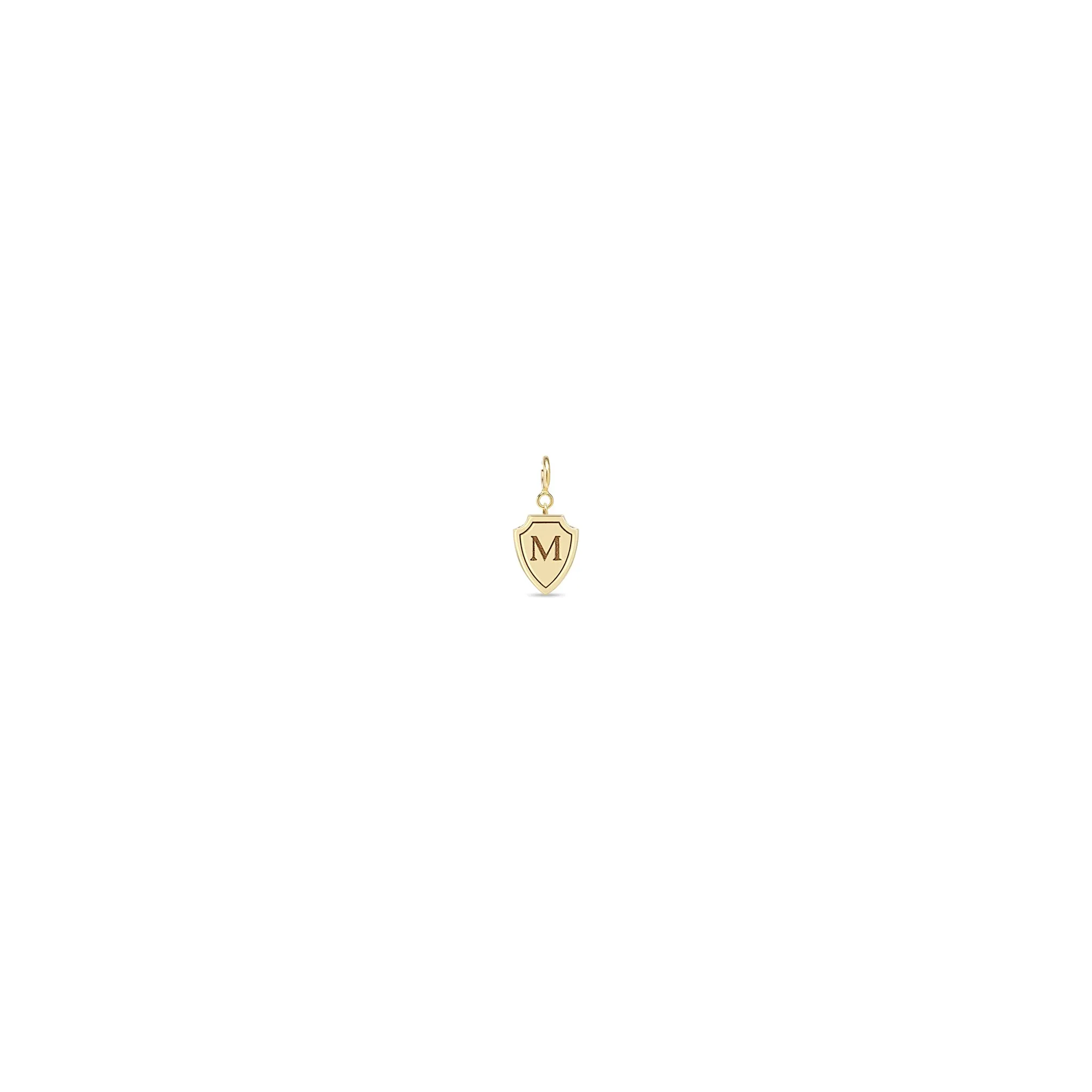 14k Single Engraved Initial Letter Midi Bitty Shield Charm sold by Zoe Chicco product image thumbnail 4