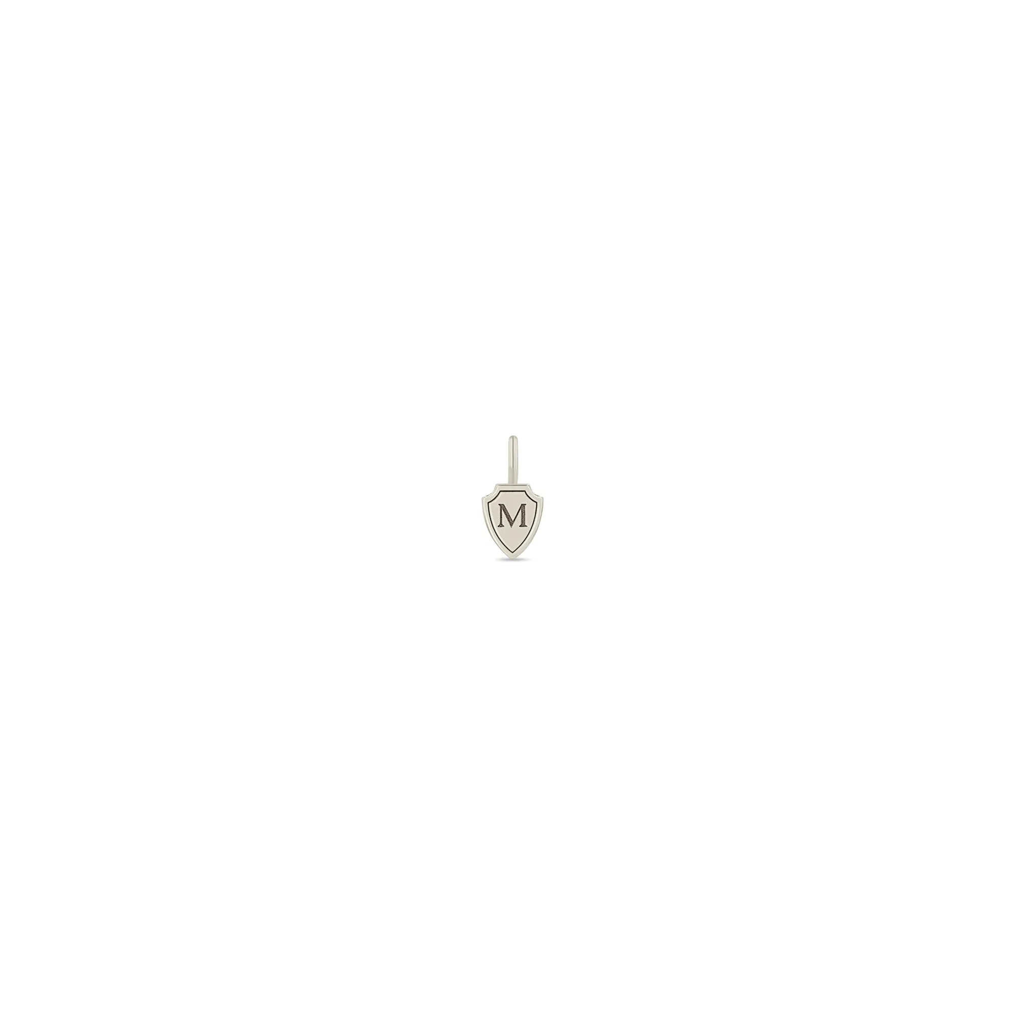 14k Single Engraved Initial Letter Midi Bitty Shield Charm sold by Zoe Chicco product image thumbnail 3
