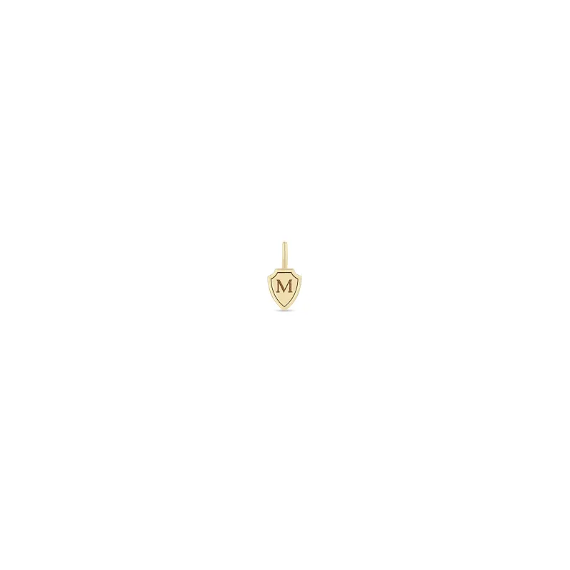 14k Single Engraved Initial Letter Midi Bitty Shield Charm sold by Zoe Chicco