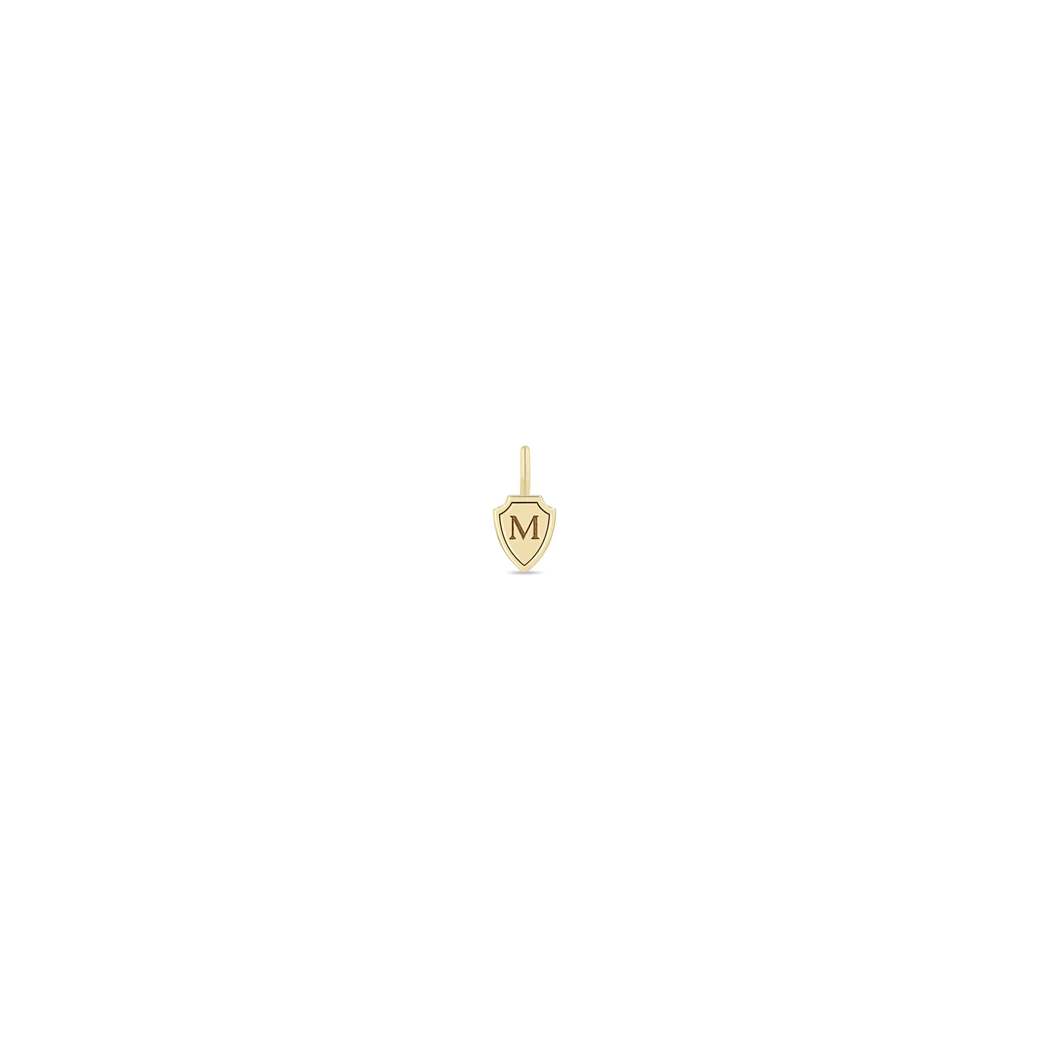 14k Single Engraved Initial Letter Midi Bitty Shield Charm sold by Zoe Chicco