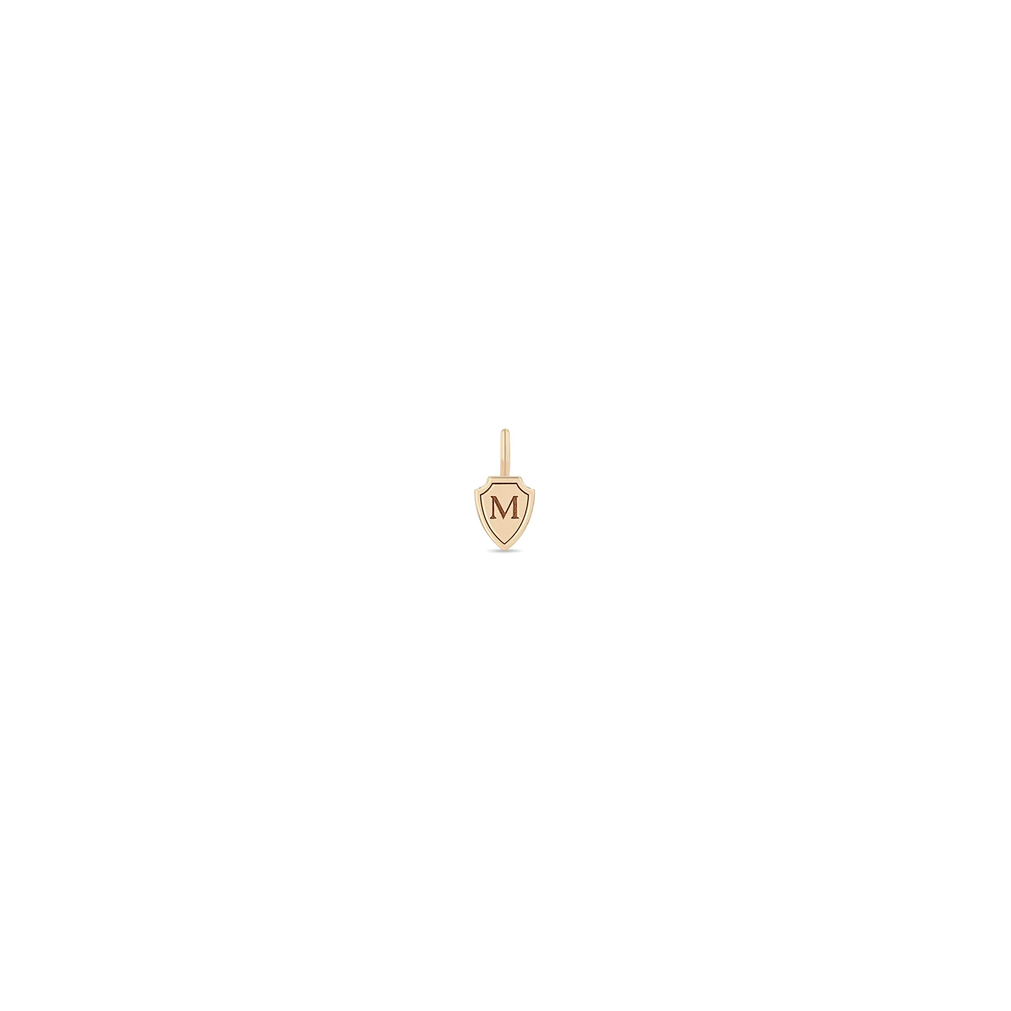 14k Single Engraved Initial Letter Midi Bitty Shield Charm sold by Zoe Chicco product image thumbnail 2