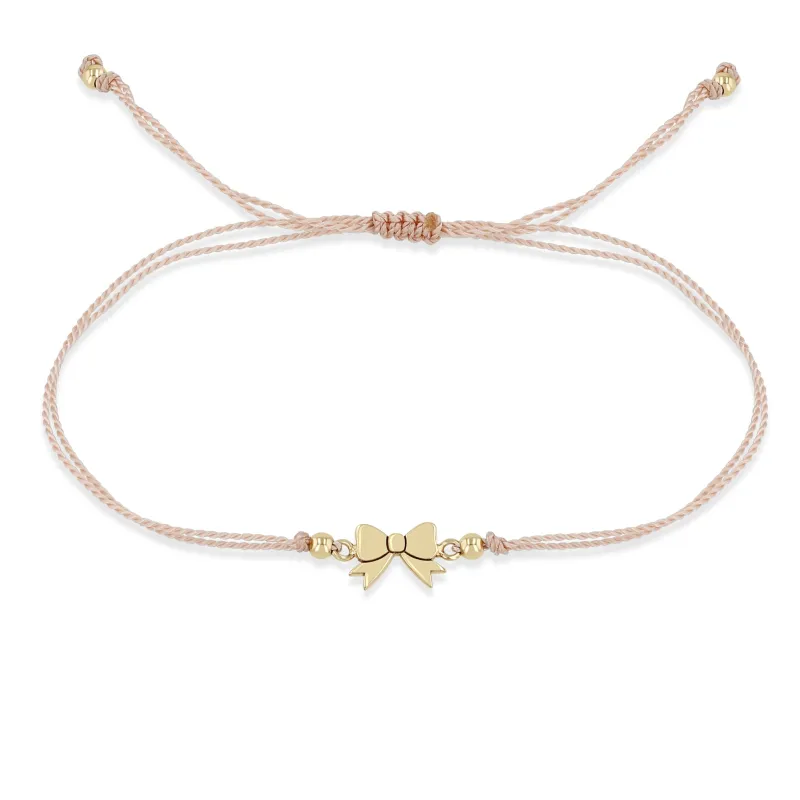 14k Midi Bitty Bow Cord Bracelet sold by Zoe Chicco