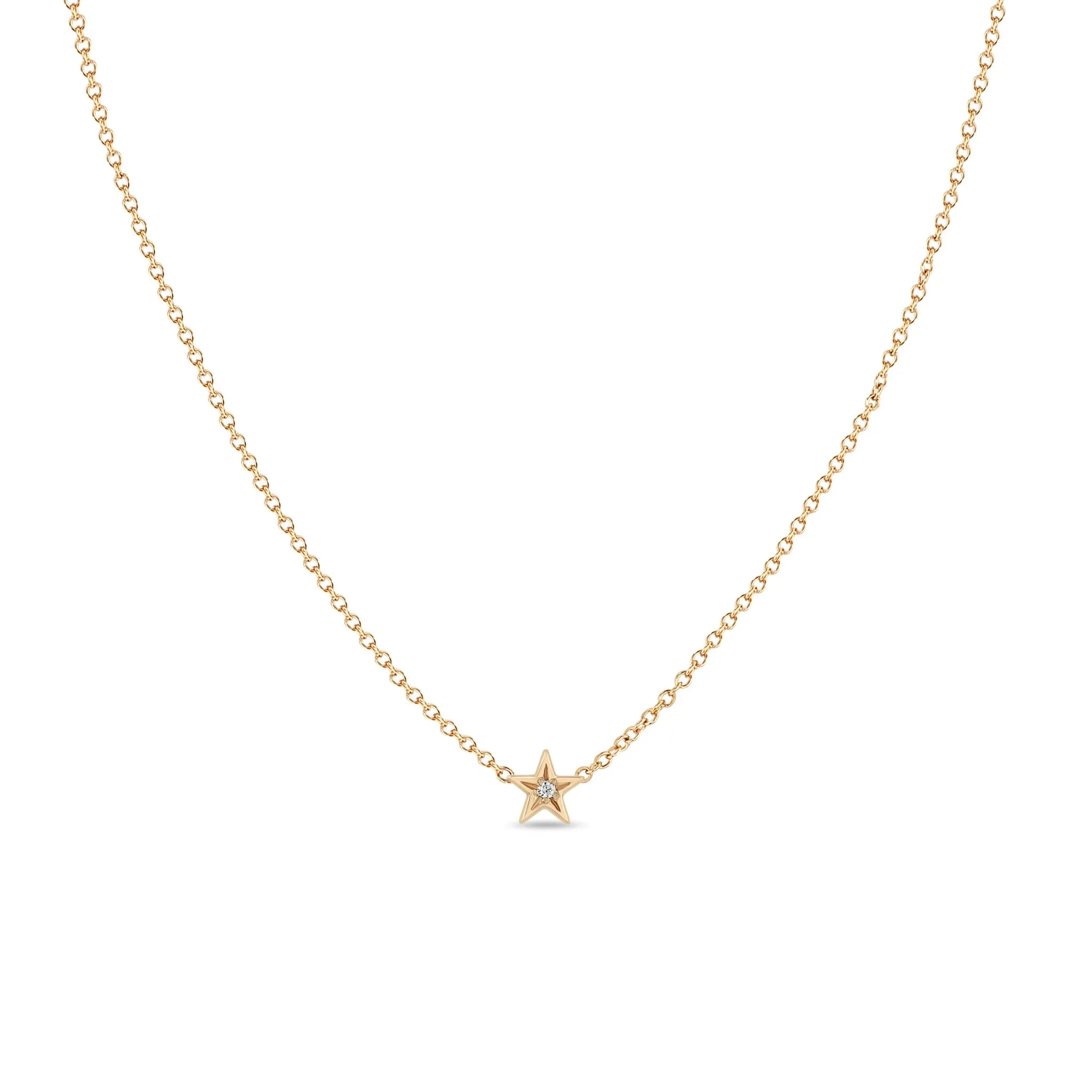14k Itty Bitty Star Set Diamond Star Necklace sold by Zoe Chicco product image thumbnail 2