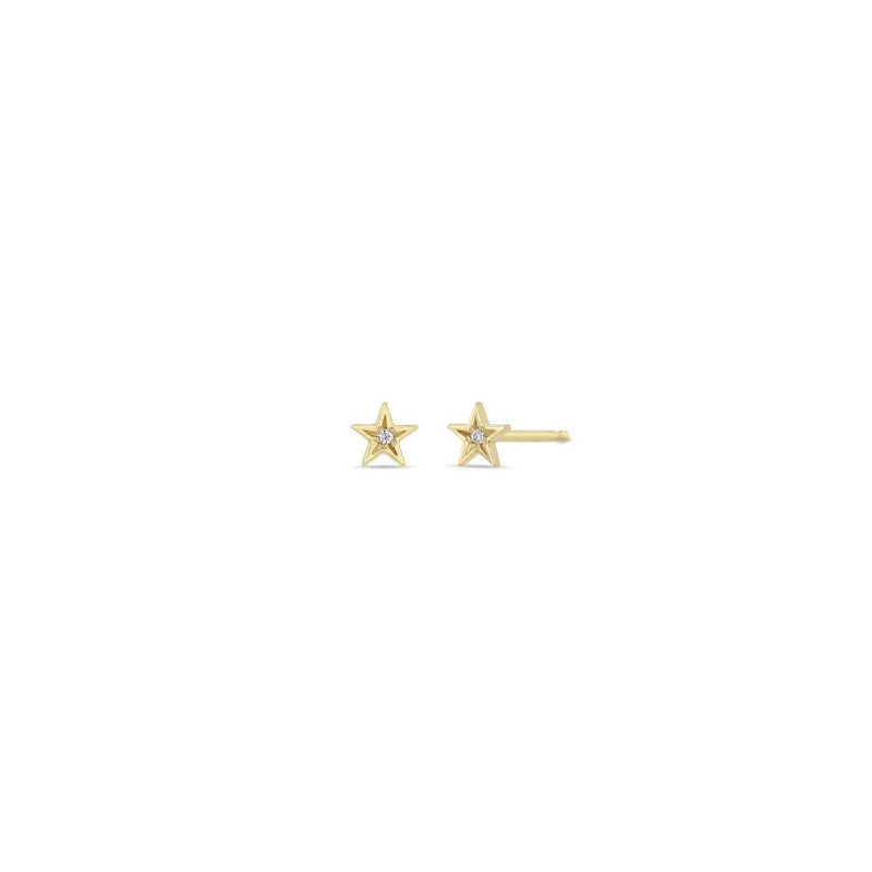 14k Itty Bitty Star Set Diamond Star Stud sold by Zoe Chicco