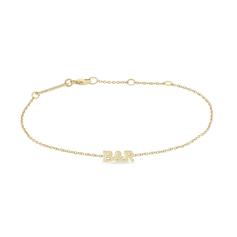 14k 2 Itty Bitty Initial Letter & Ampersand Bracelet made by Zoe Chicco
