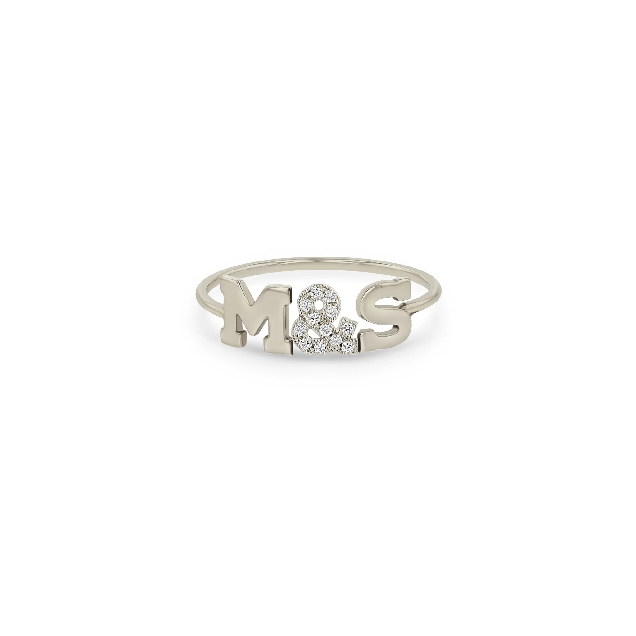 14k 2 Initial Letter & Pavé Ampersand Ring sold by Zoe Chicco product image thumbnail 3