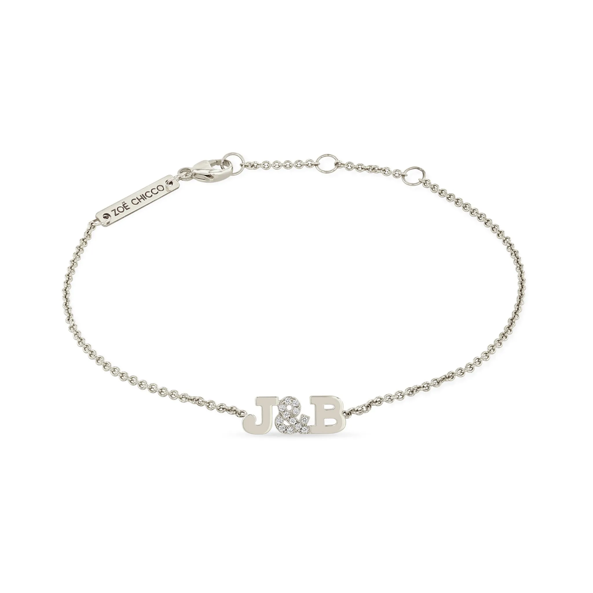 14k 2 Initial Letter & Pavé Ampersand Bracelet sold by Zoe Chicco product image thumbnail 3